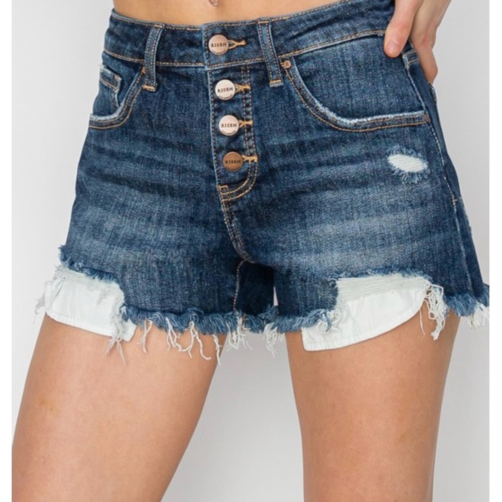 Plus Size Risen Button Front Mid Rise Shorts